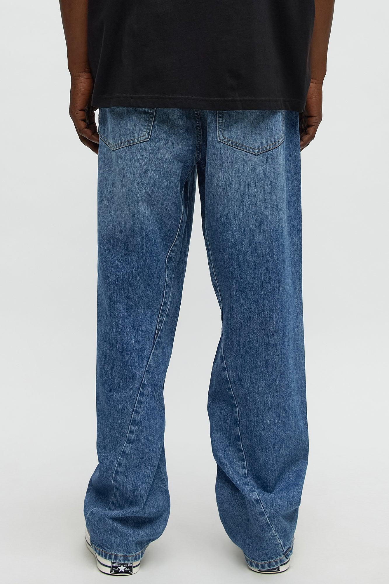 Chatsworth Twisted Seam Baggy Jeans - Medium Blue Wash Product Image