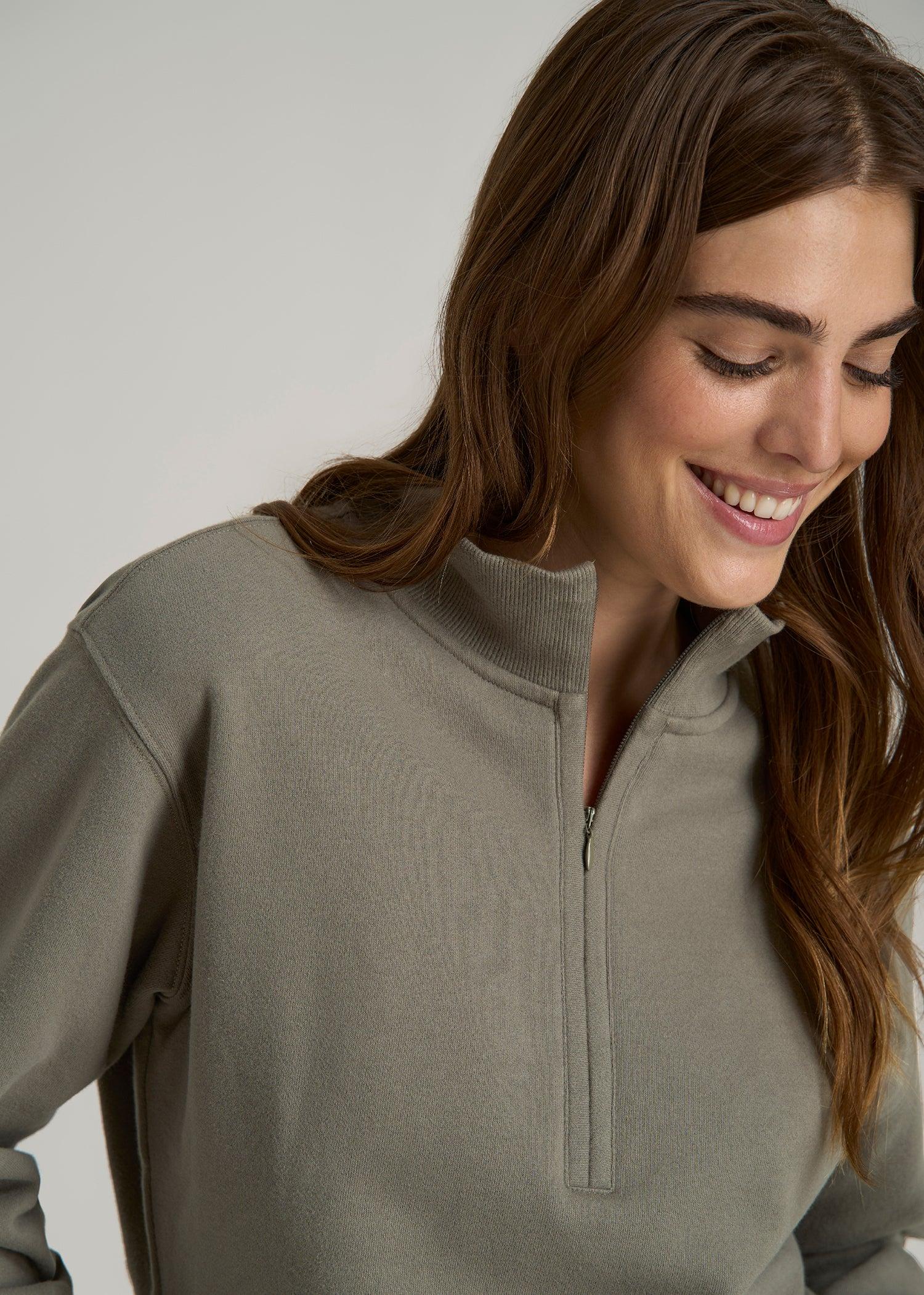 Wearever 2.0 Fleece Half-Zip Cropped Sweatshirt for Tall Women in Camper Green Female Product Image