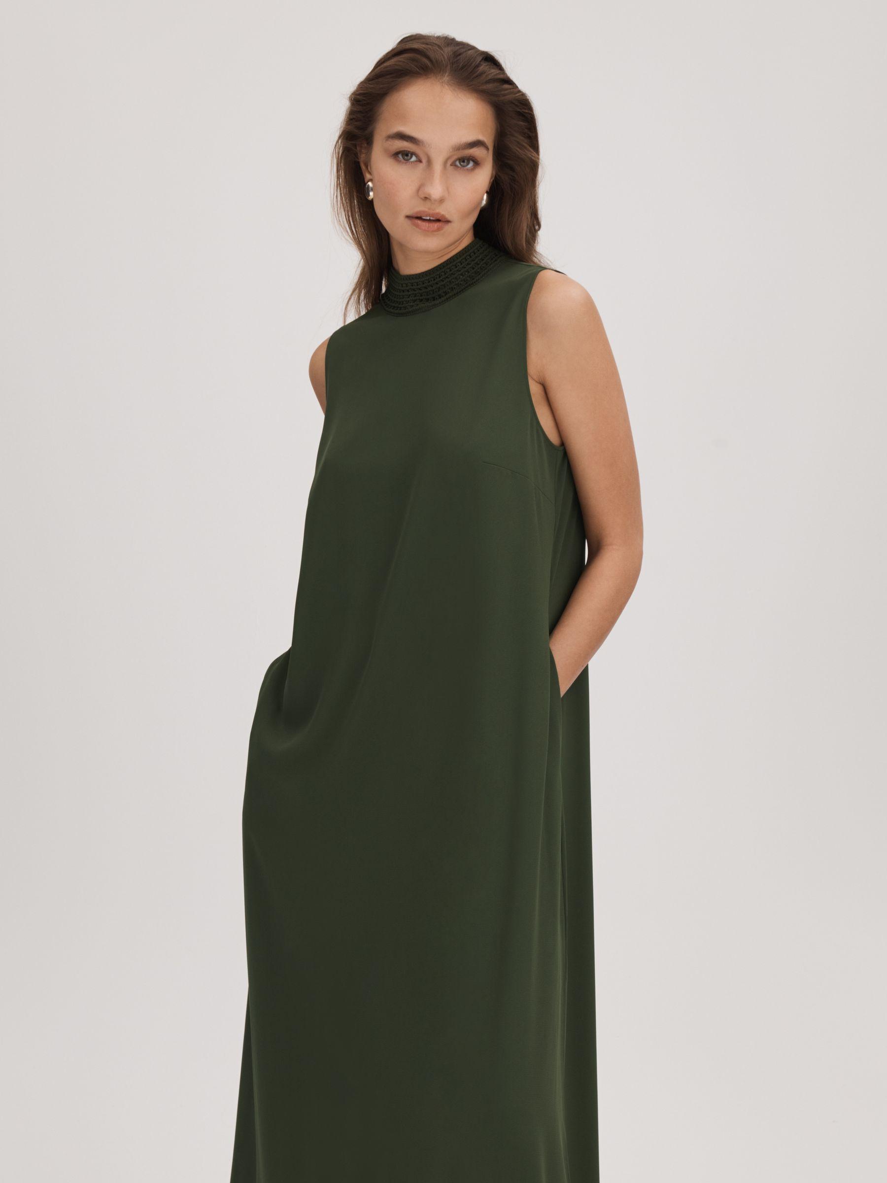 Florere High Neck Maxi Dress in Khaki Product Image
