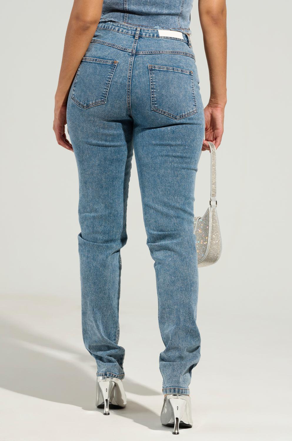 JOLIE RHINESTONE EMBELLISHED TAPERED JEAN Product Image