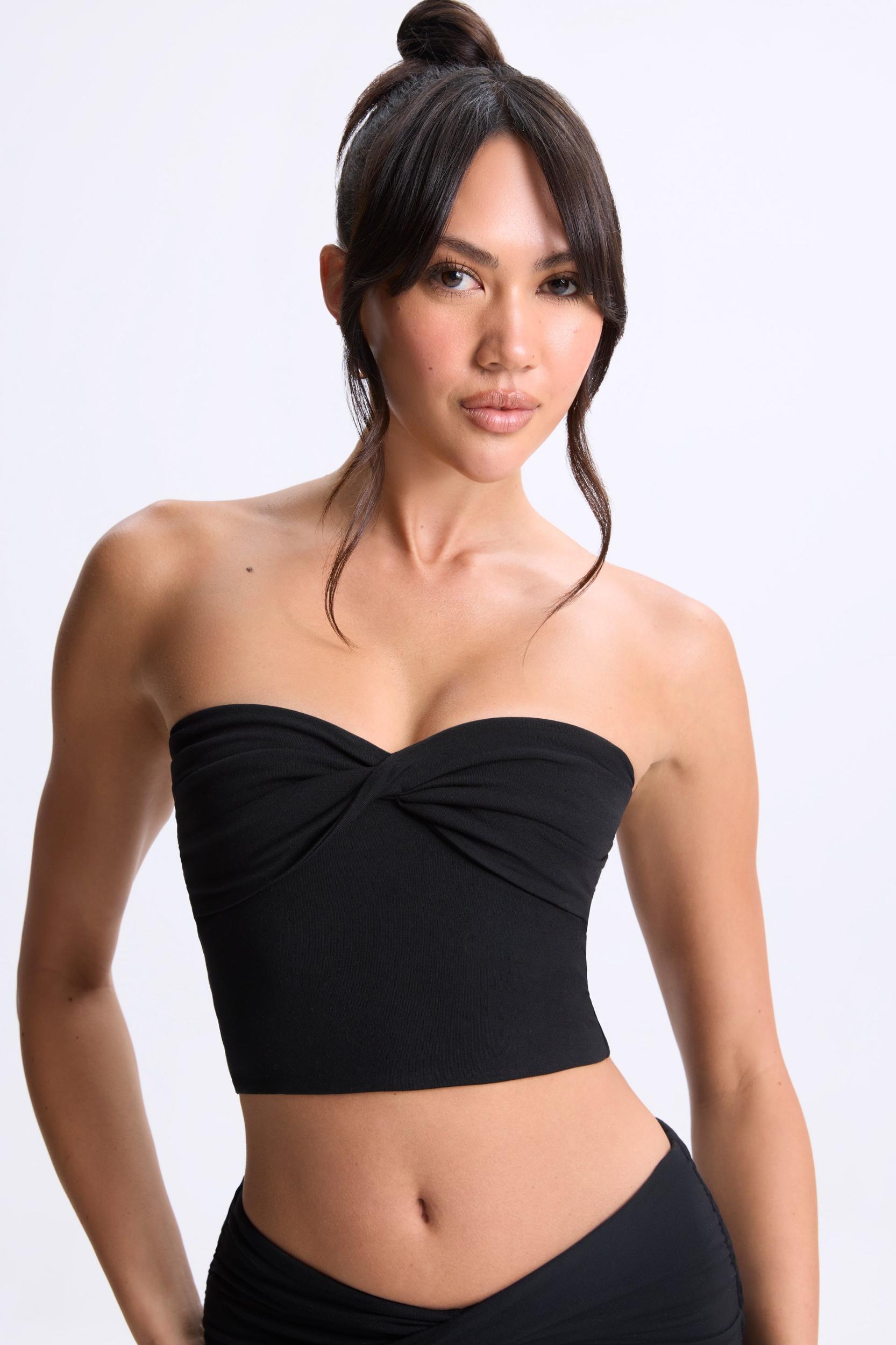 Twist-Front Bandeau Top in Black Product Image