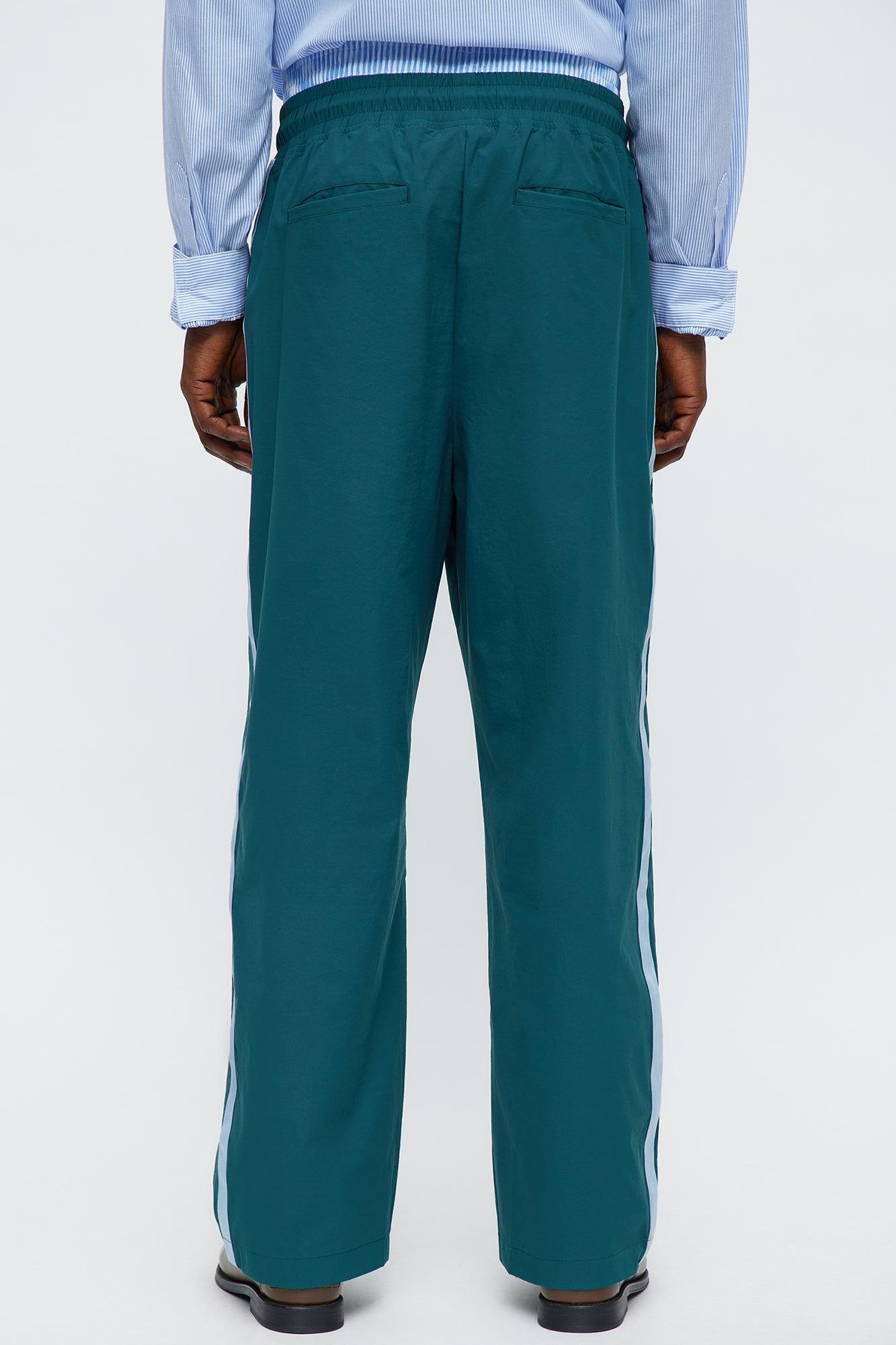 Baggy Chateau Double Waistband Nylon Pants - Teal/combo Male Product Image