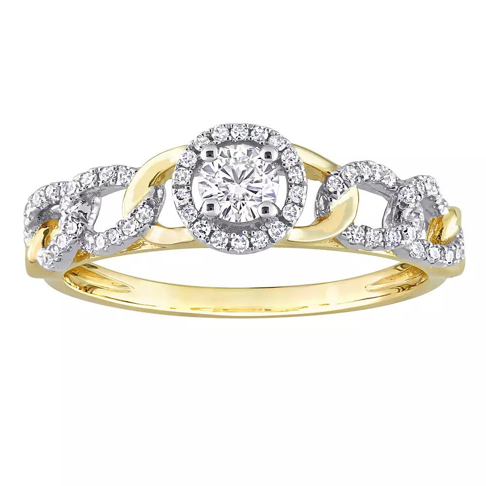 Stella Grace 10k Two-Tone Gold 1/3 Carat T.W. Diamond Oval Link Halo Engagement Ring, Women's, Size: 8, 10k Gold Product Image