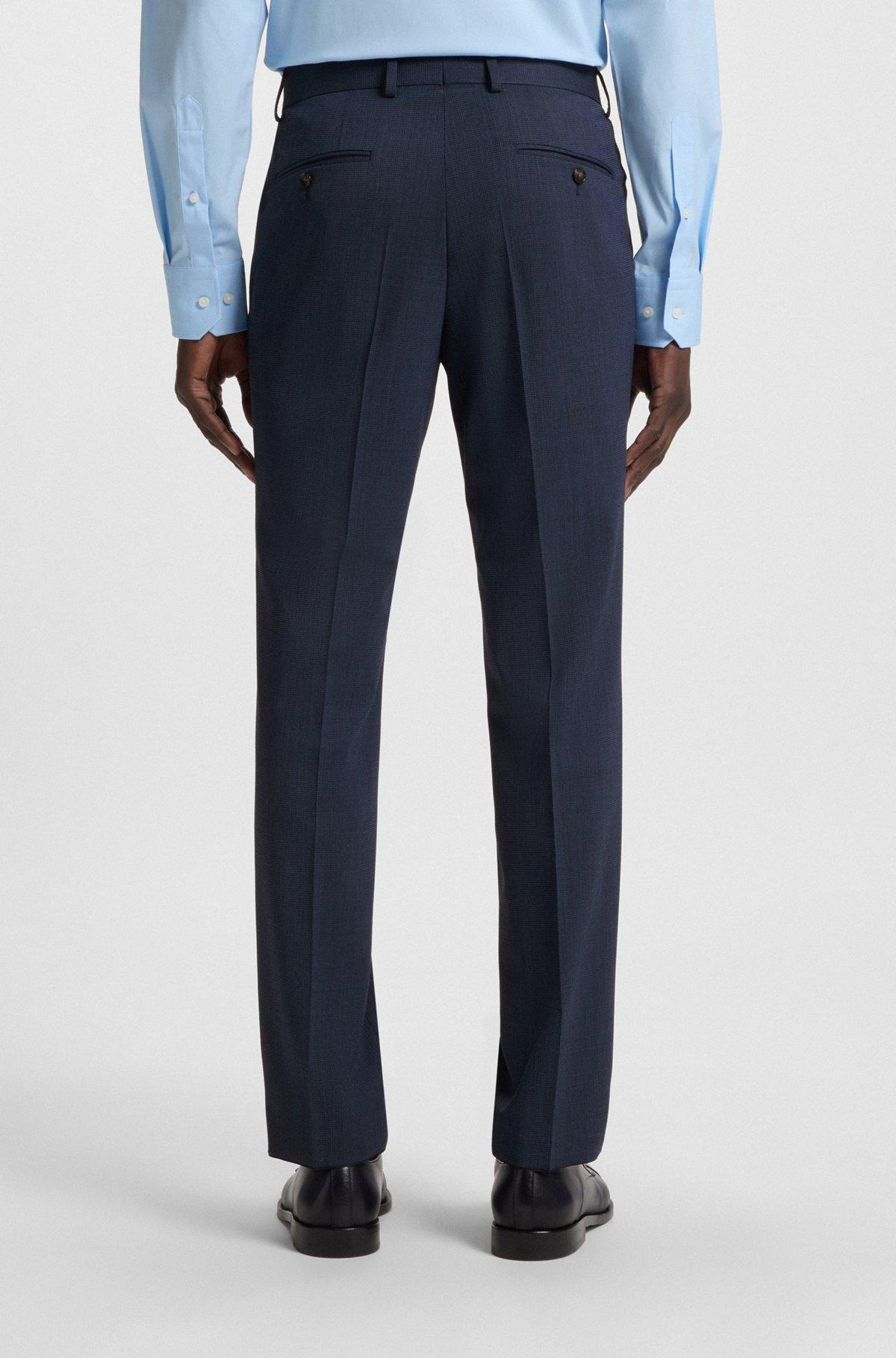 BOSS - Slim-fit suit in micro-patterned stretch fabric - Dark Blue Product Image