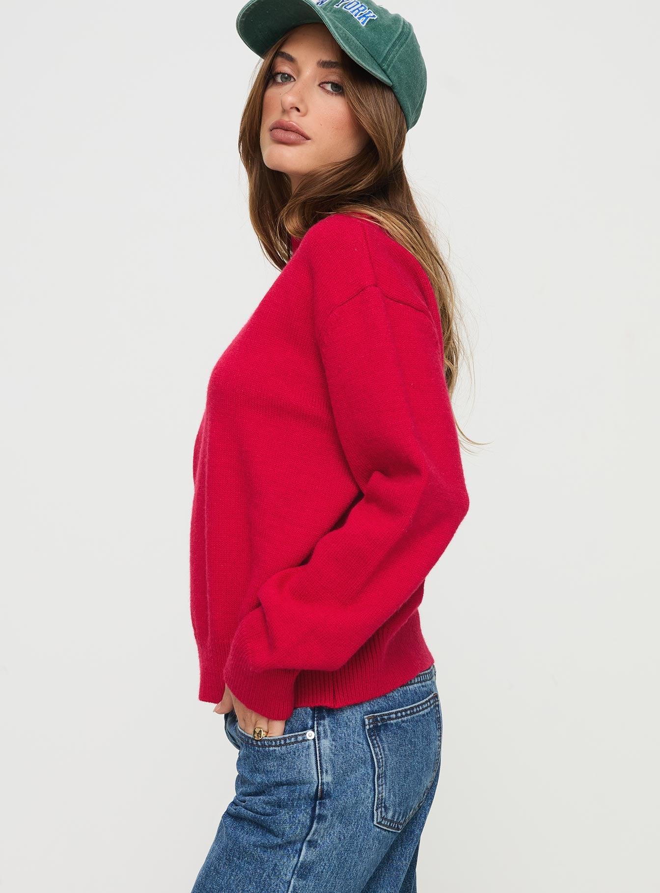 Oberan Knit Sweater Red Product Image