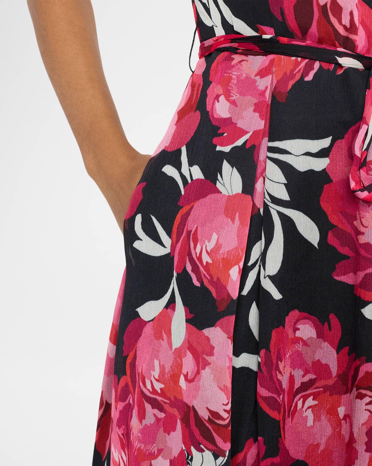 Pleated Puff-Sleeve Chiffon Midi Dress Product Image