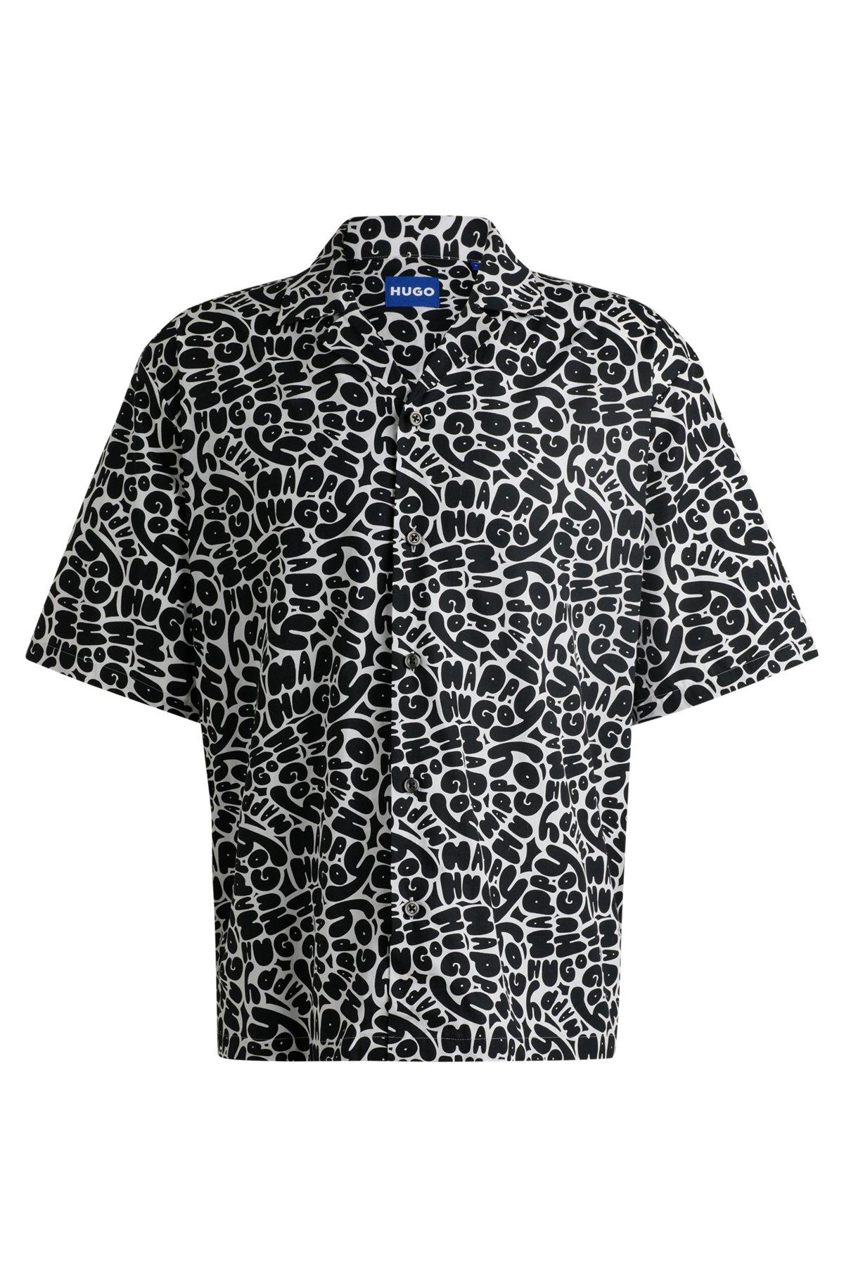 Oversize-fit shirt in seasonal-print cotton Product Image