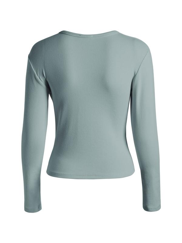 Cutout Irregular Neckline Long Sleeve Tee Product Image