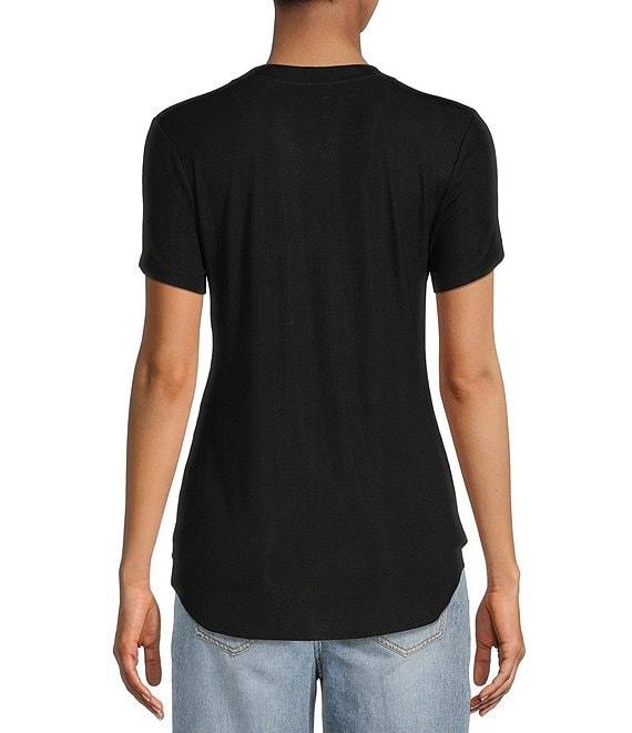 Every Crew Neck Ribbed Short Sleeve Shirttail Hem Tee Shirt Product Image
