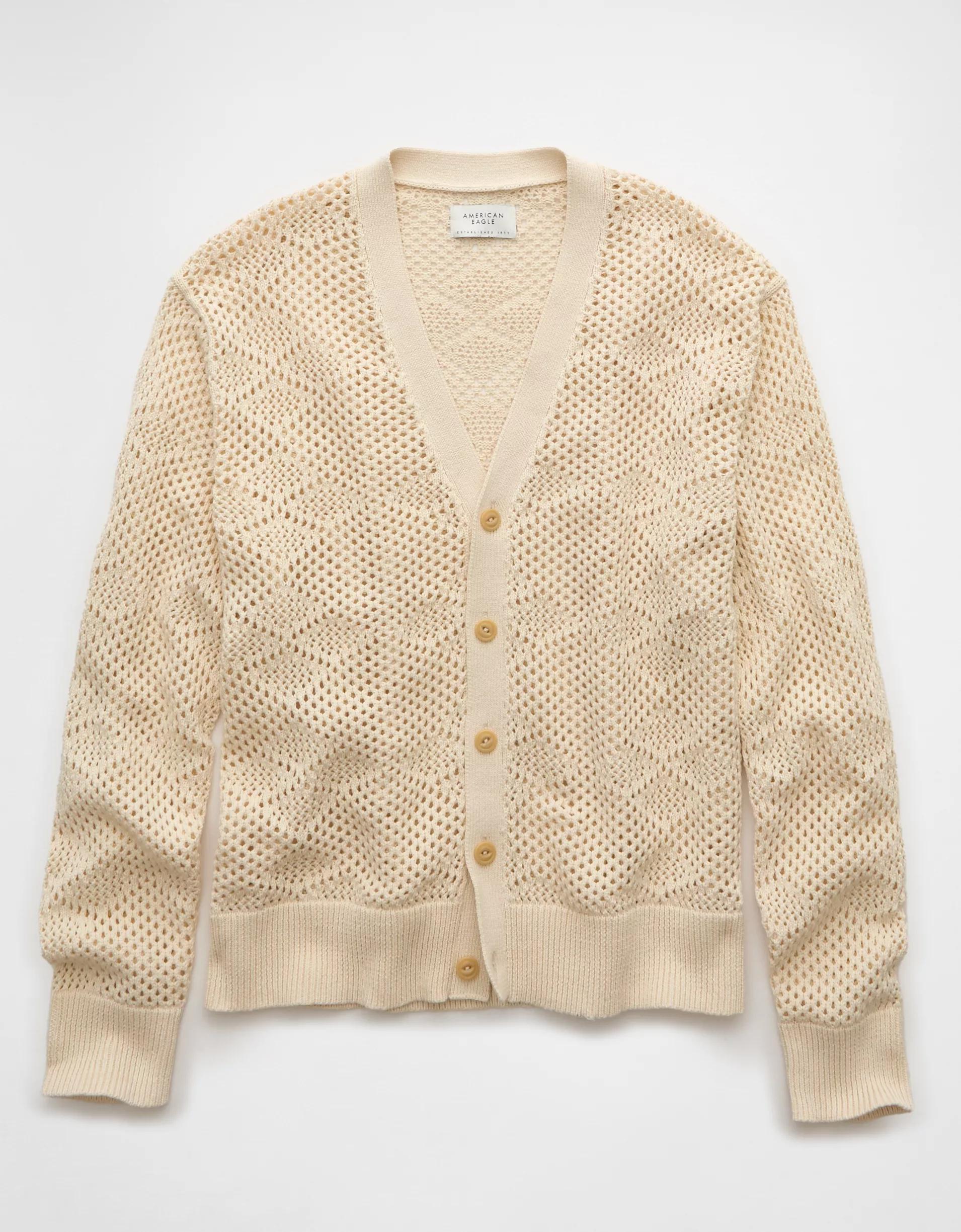 AE V-Neck Crochet Cardigan Product Image