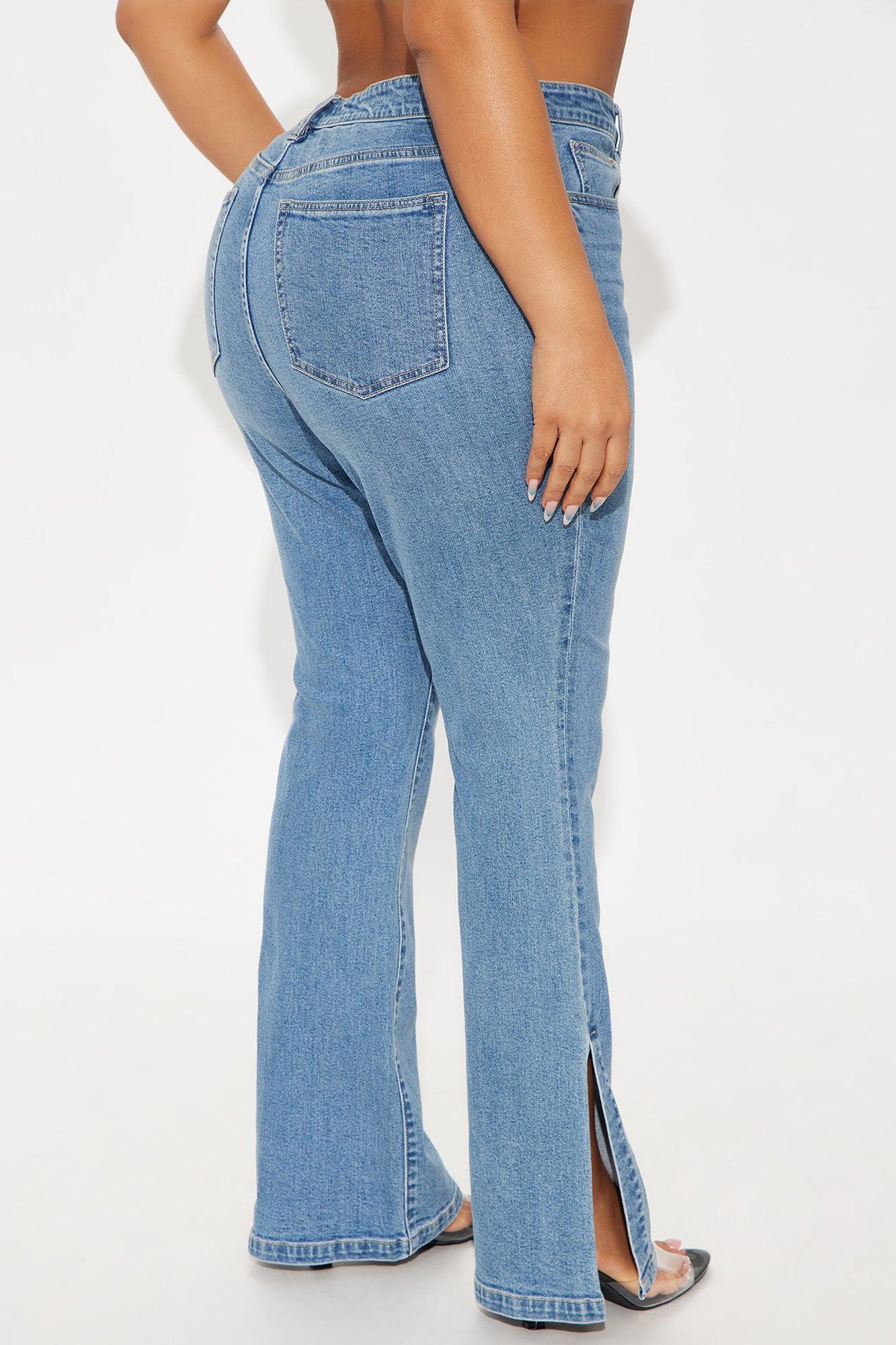 Riley Split Hem Stretch Flare Jeans - Medium Wash Female Product Image