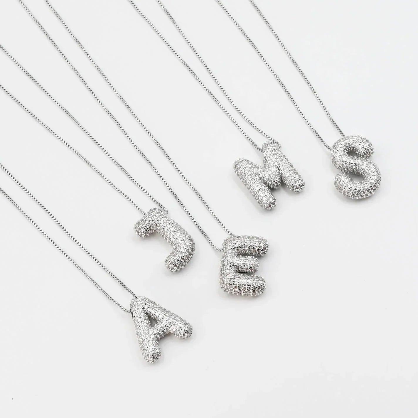 Rhinestone Bubble Initial Necklace Product Image