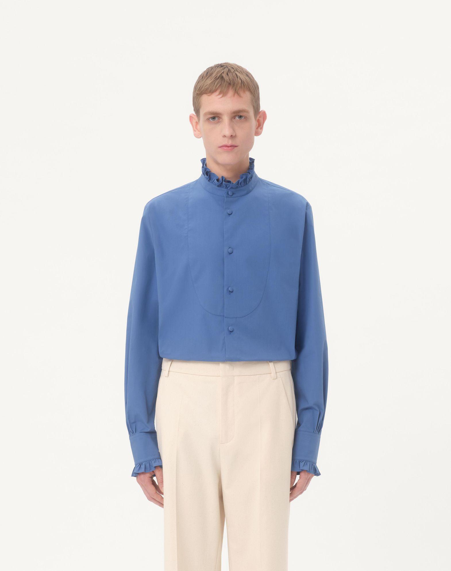 Cotton Poplin Shirt With Plastron And Ruffles Product Image