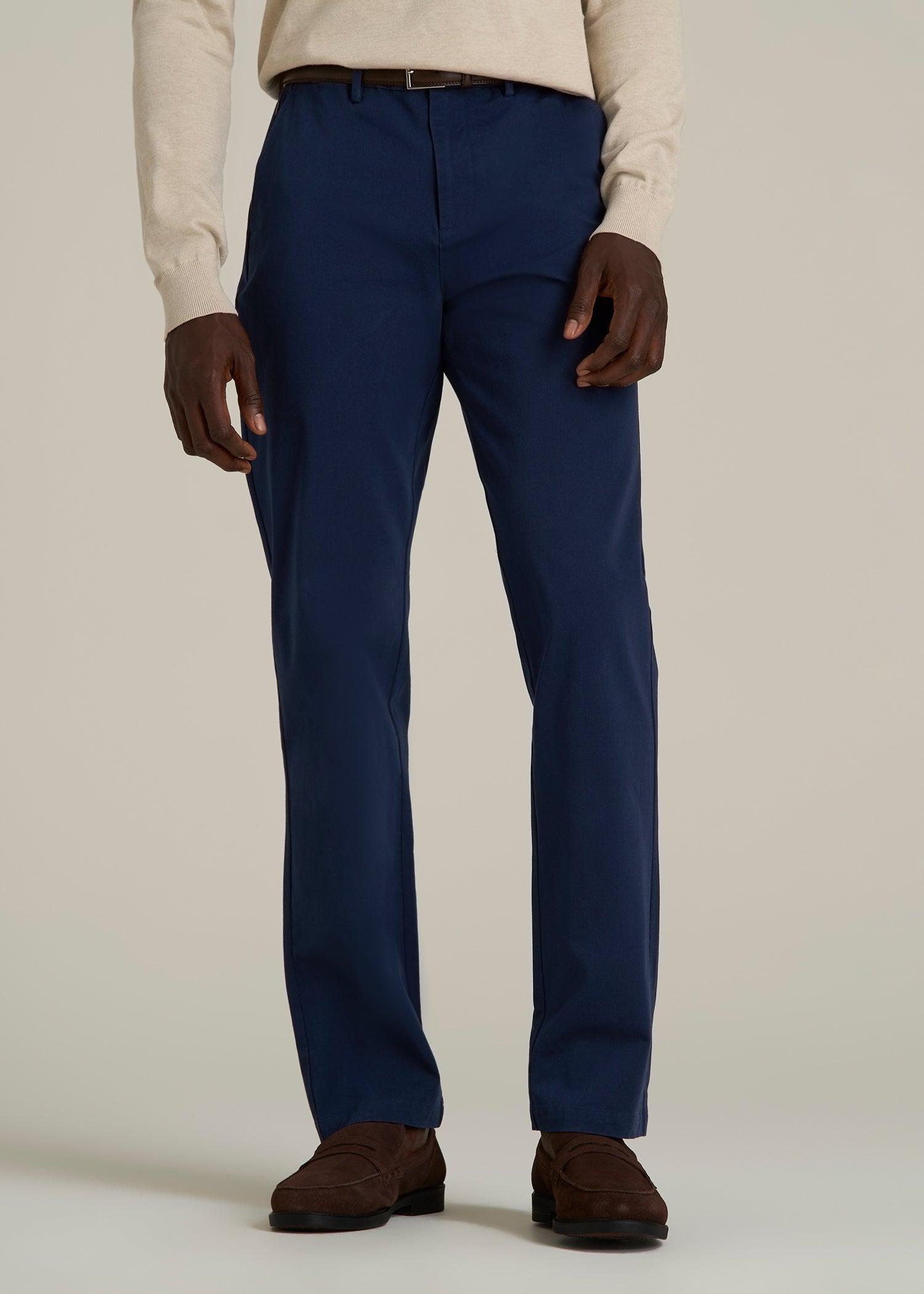 4 Way Stretch Commuter STRAIGHT Leg Chino Pants for Tall Men in Summer Blue Male Product Image