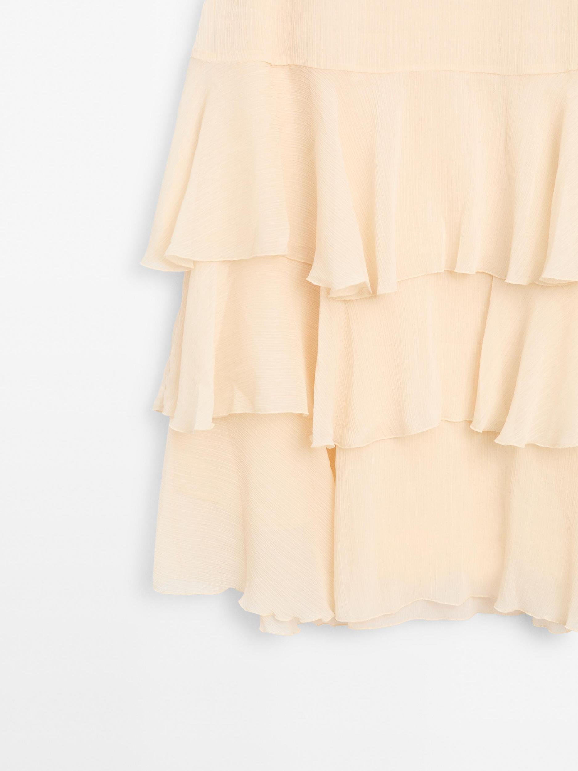 Long ruffled skirt with sash Product Image