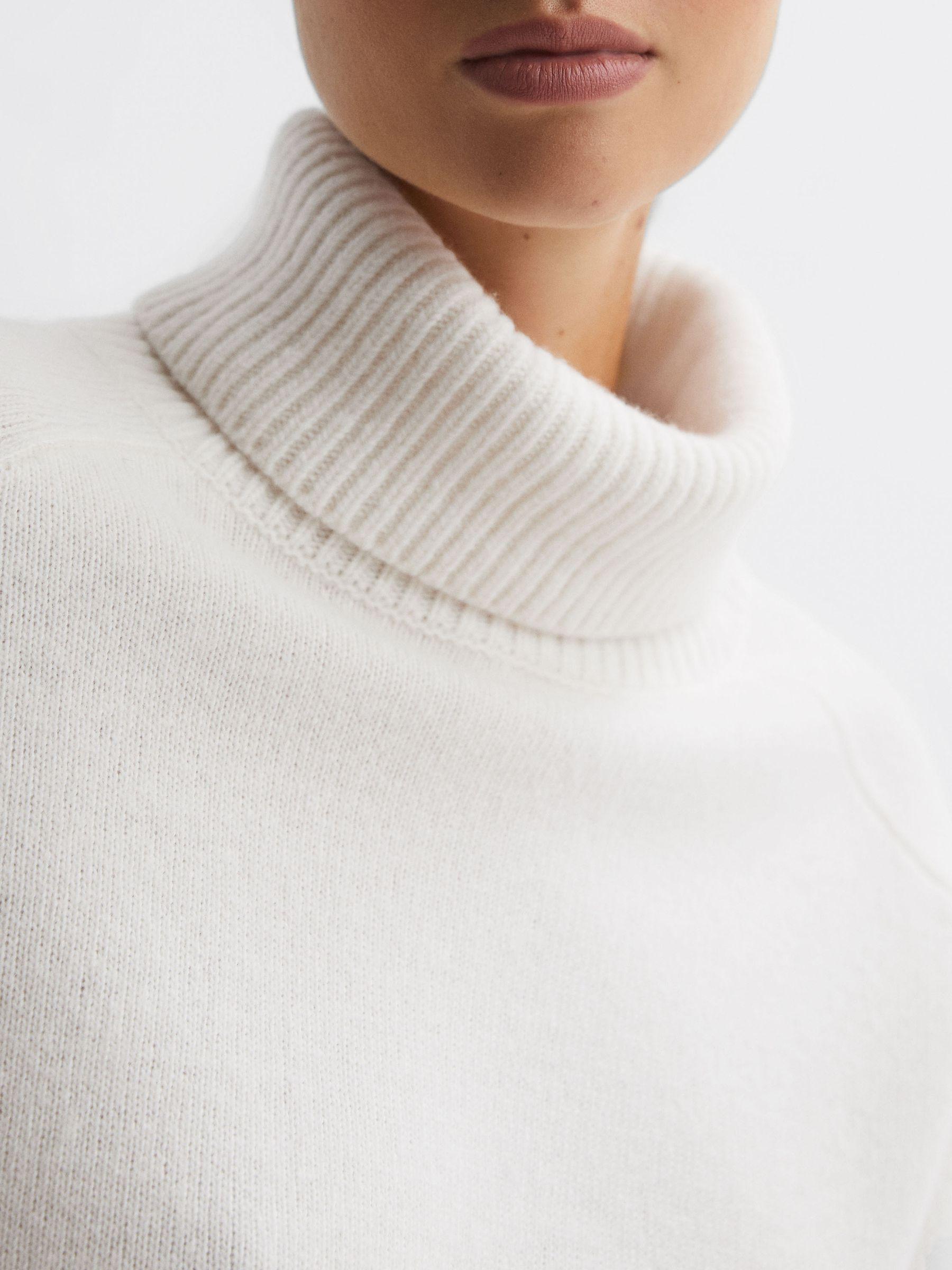 Relaxed Wool-Cashmere Blend Roll Neck Jumper in Cream Product Image