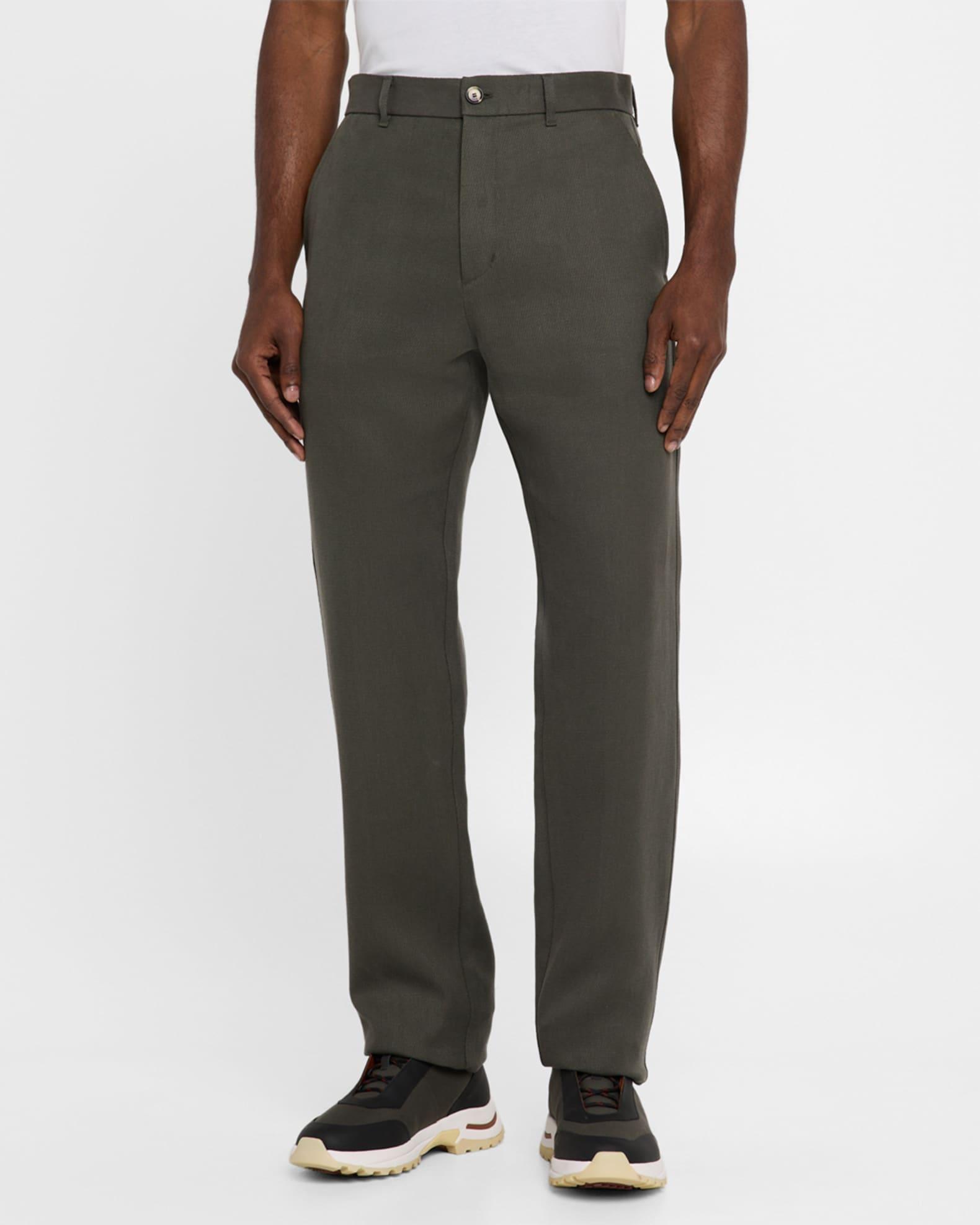 Men's Harper Linen Flower Flat-Front Trousers Product Image