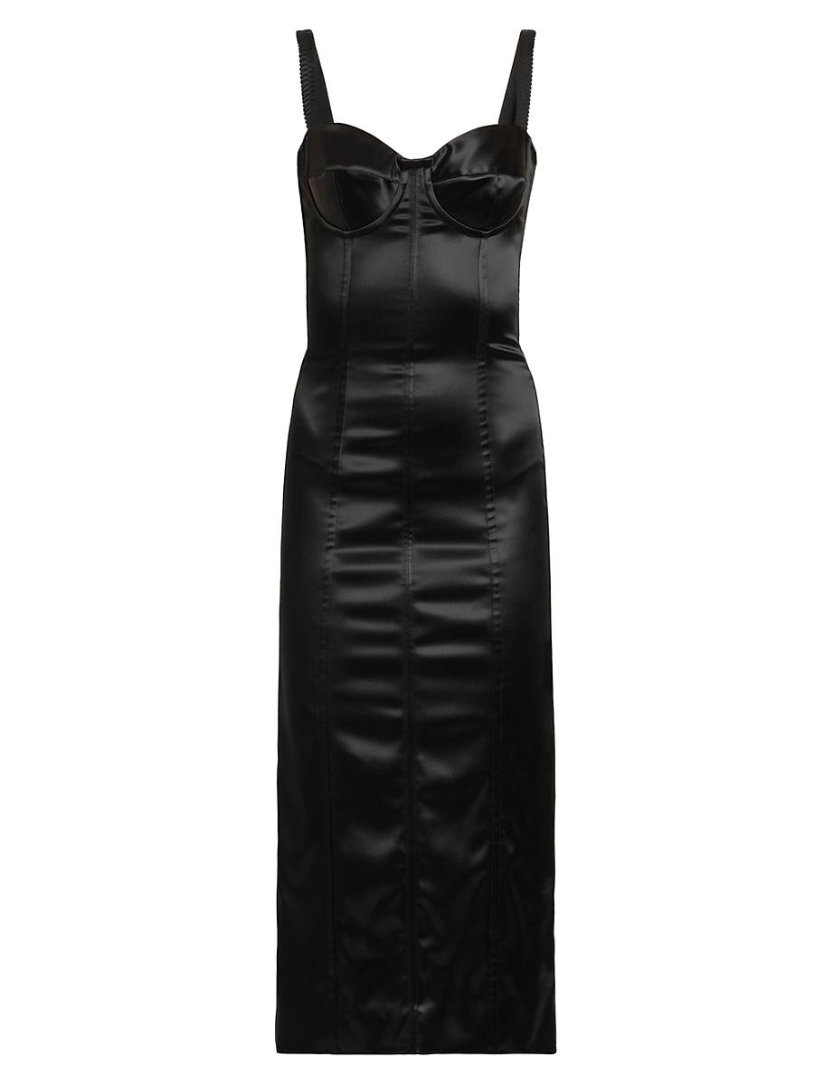 Womens Satin Corseted Midi-Dress Product Image