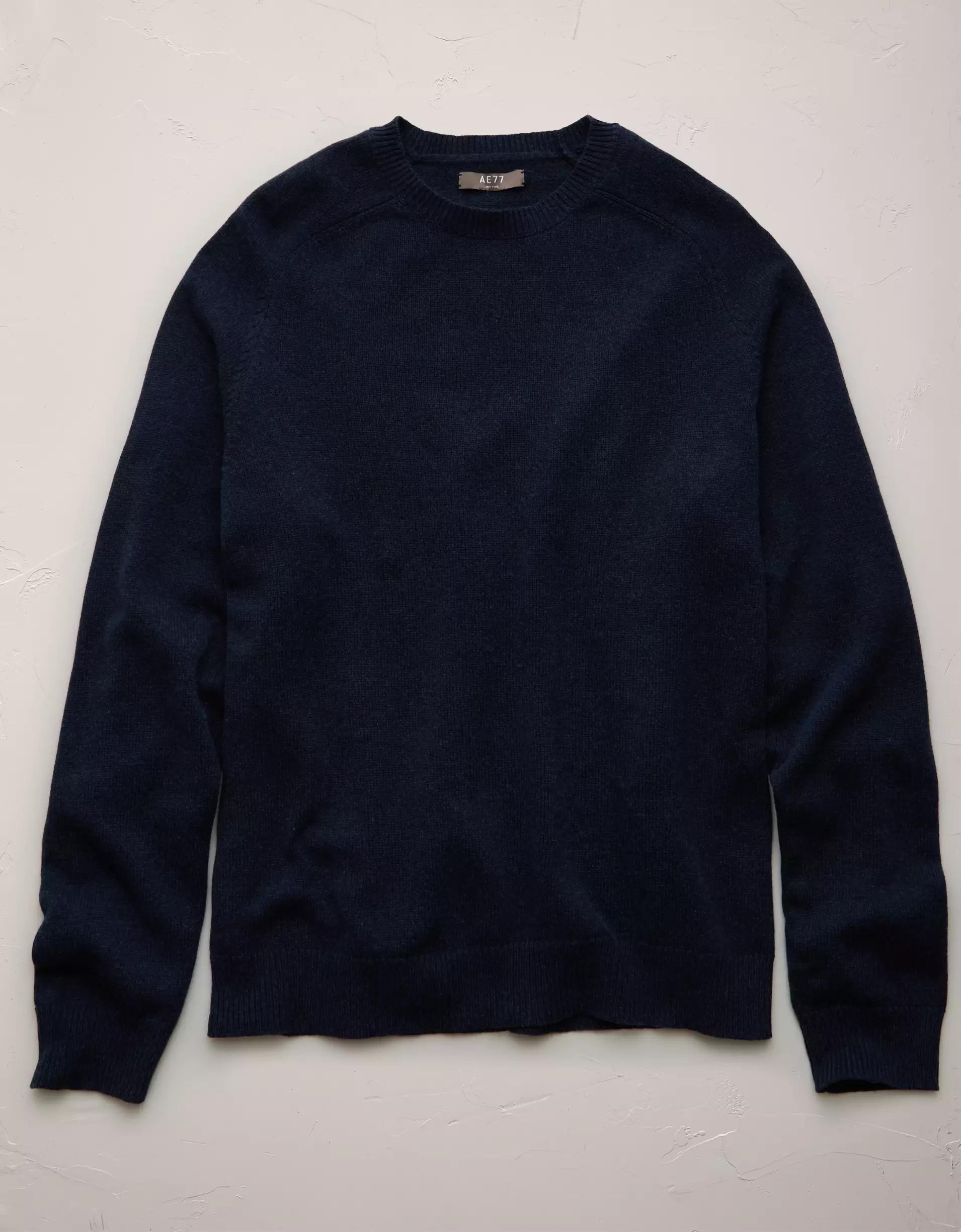 AE77 Premium Cashmere-Blend Crew Neck Sweater Product Image