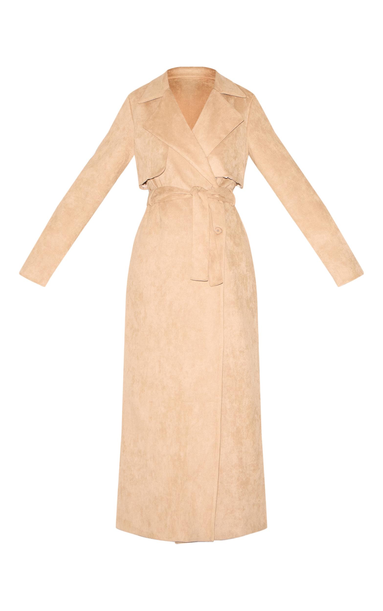 Tall Stone Faux Suede Belted Maxi Trench Coat Product Image