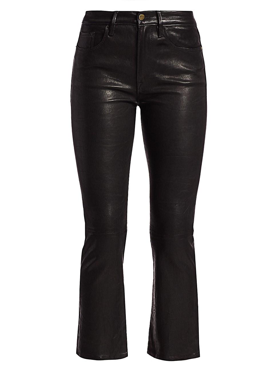 Womens Le Crop High-Rise Mini Bootcut Leather Pants Product Image