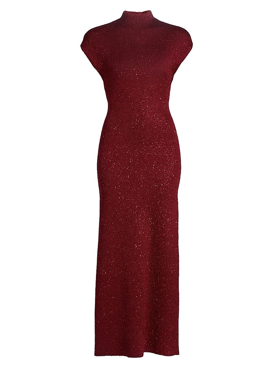 Womens Sequined Knit Mock Turtleneck Body-Con Dress Product Image