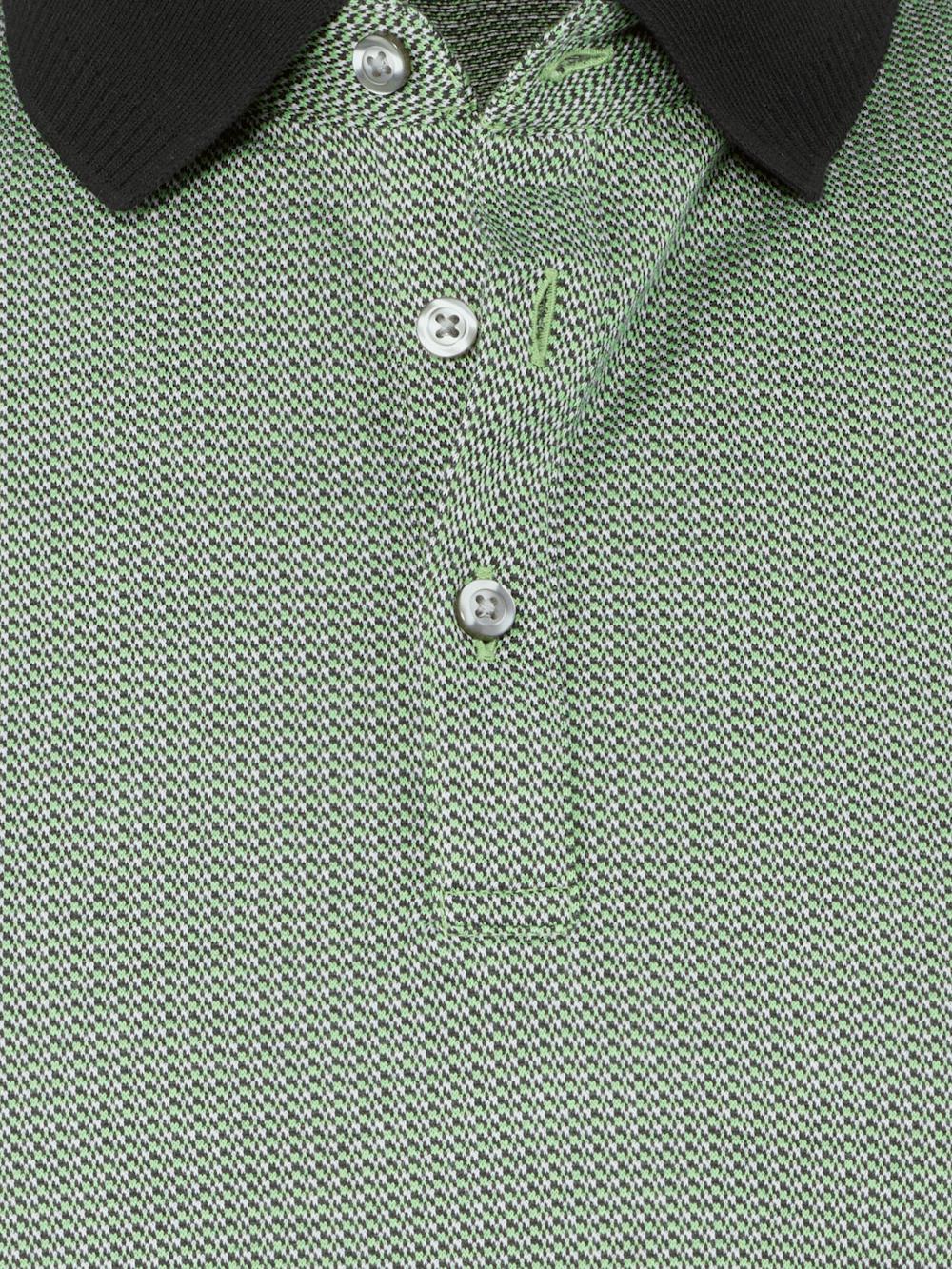 Cotton Three Button Polo - Green Multi Product Image