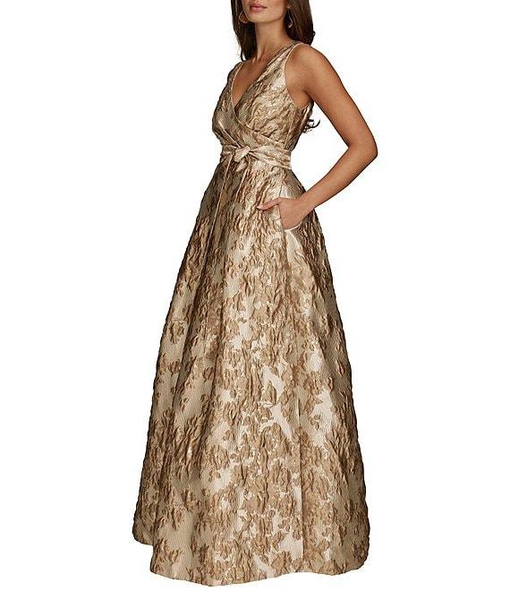 Donna Karan V-Neck Novelty Brocade Ball Gown Product Image