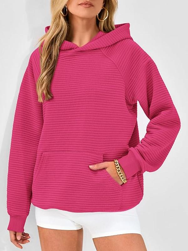 Hooded Long Sleeves Pockets Solid Color Split-Joint Hoodies Tops Product Image