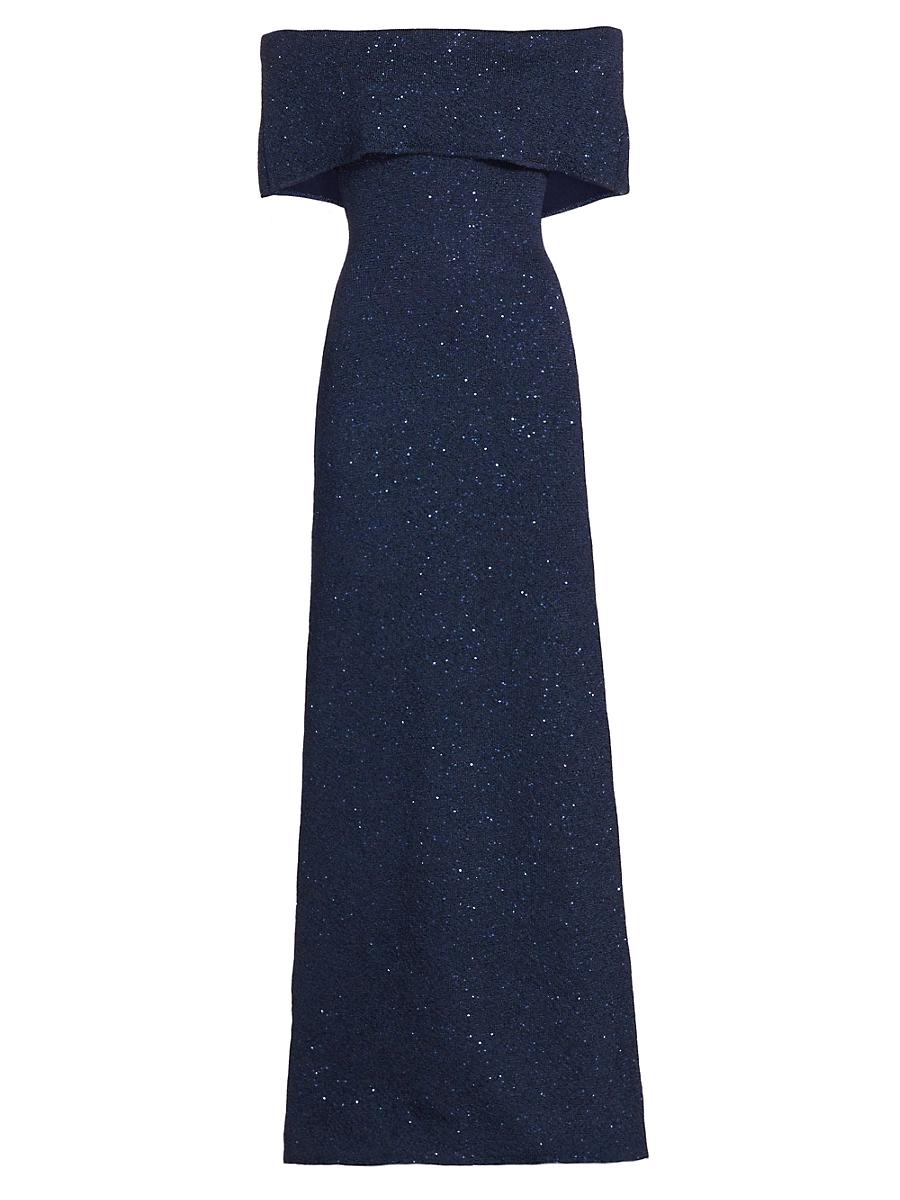 Womens Sequined Knit Column Gown Product Image