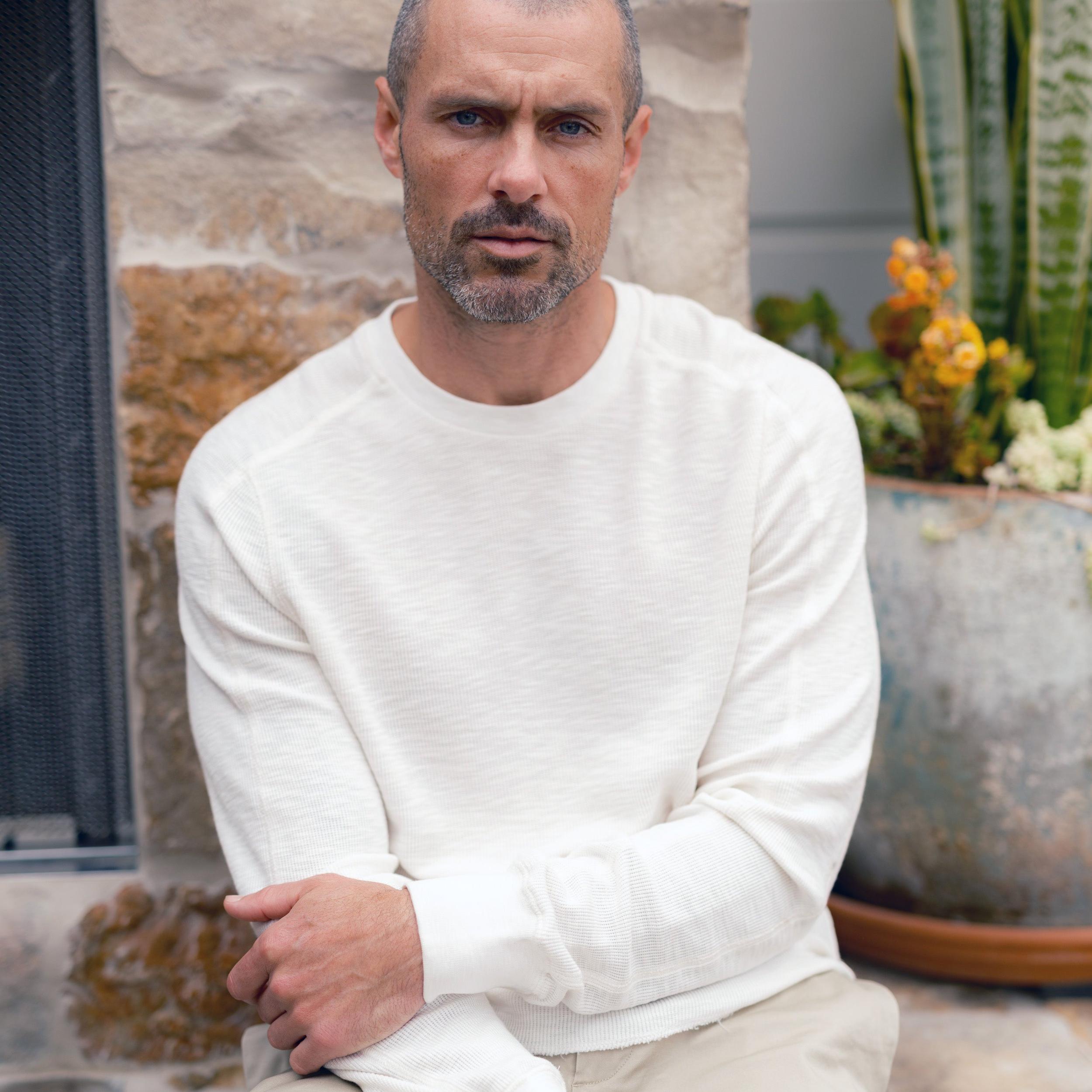 Clint Waffle Cotton Crew - Antique White Product Image