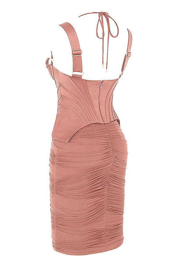 Talya  antique rose corset midi dress Product Image