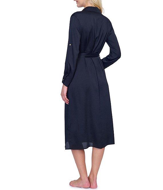 Gottex Monte Carlo Point Collar Long Sleeve Button Front Shirt Dress Swim Cover Up Product Image