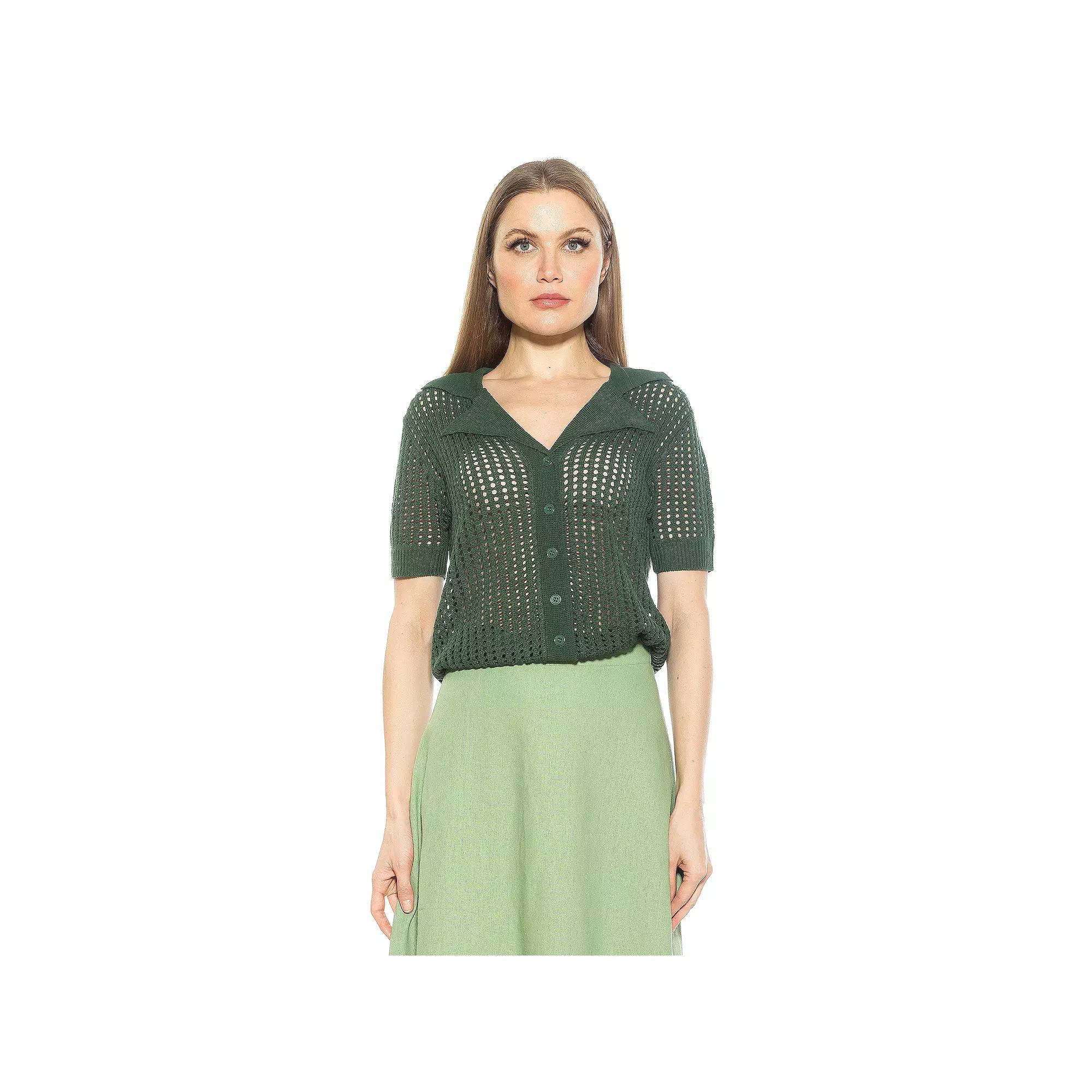 Women's ALEXIA ADMOR Josi Crochet Button Down Top,  Product Image