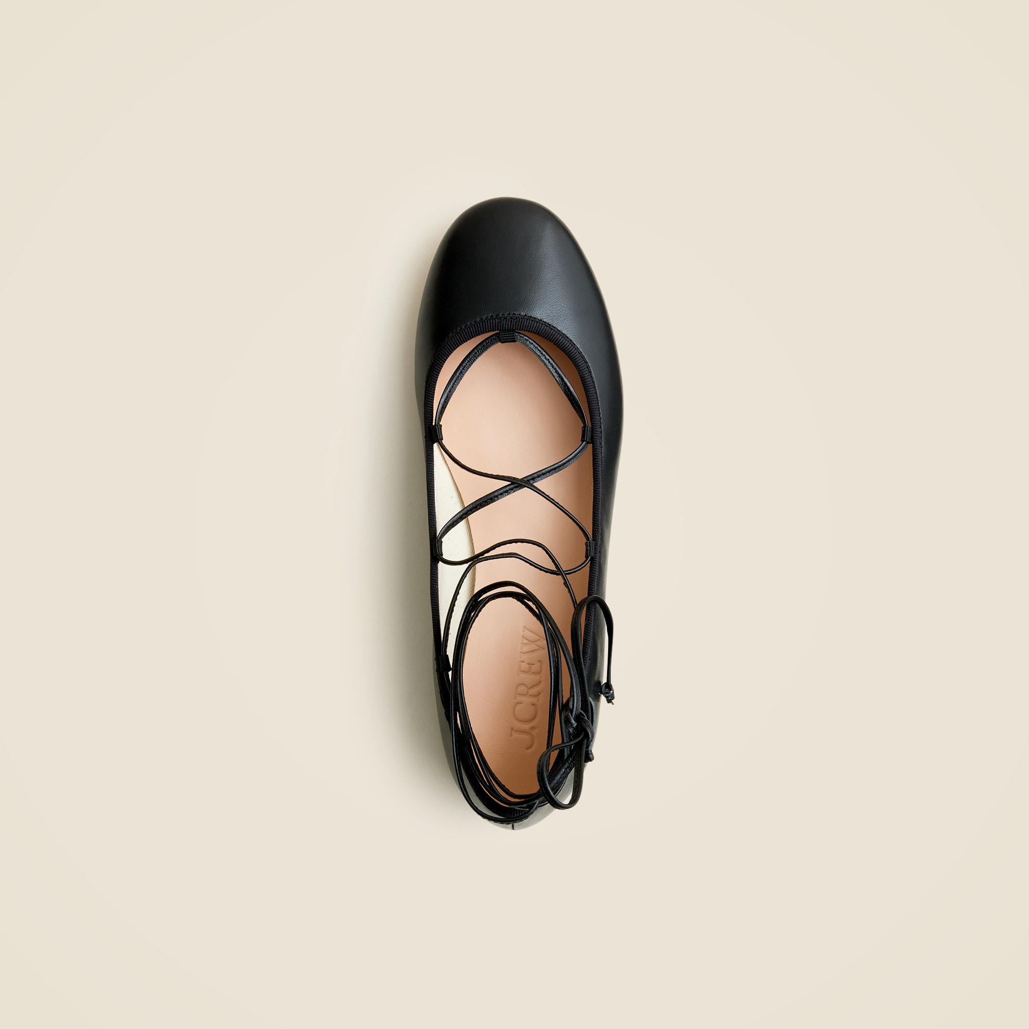 Andi lace-up ballet flats in leather Product Image