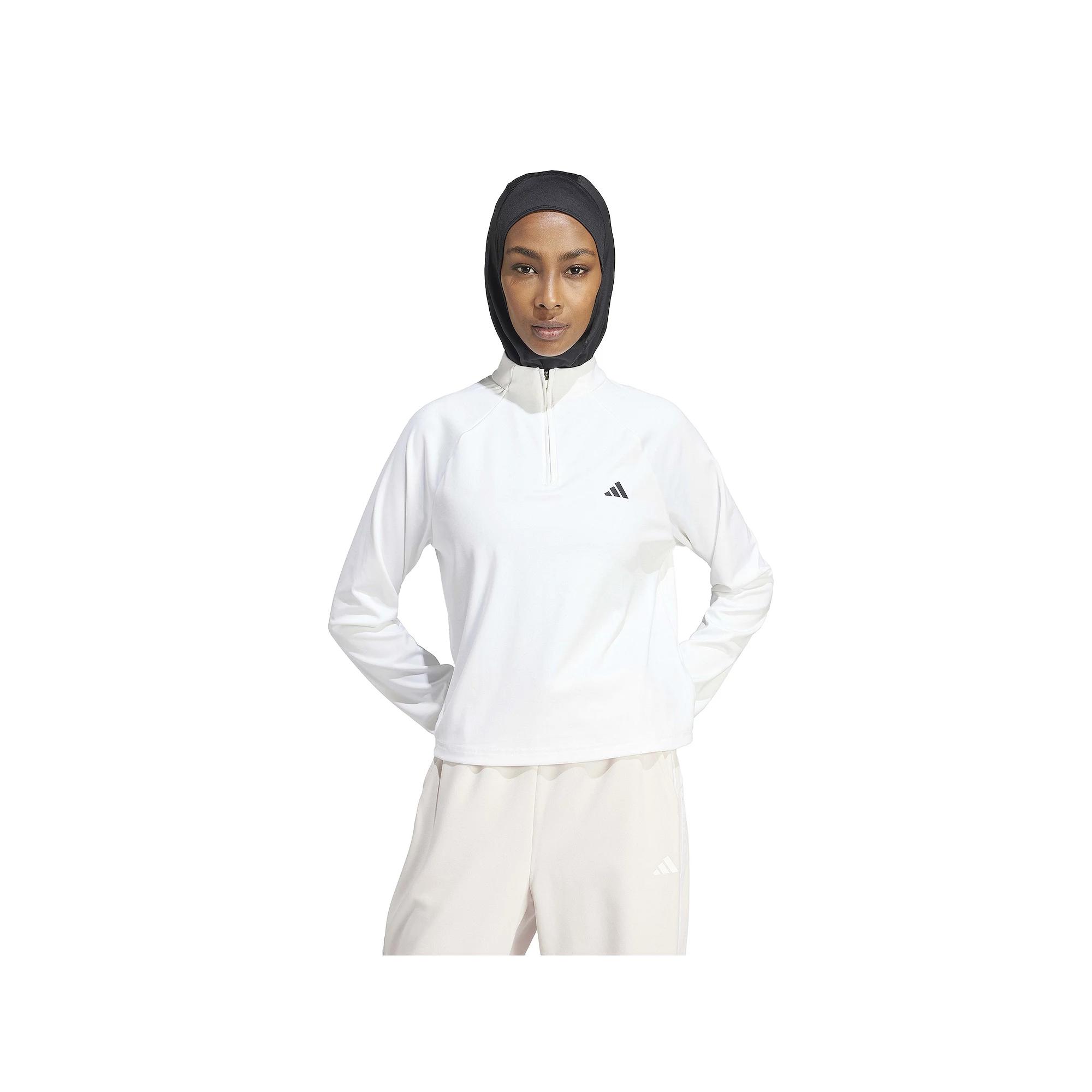 Women's adidas Essentials 1/4-Zip Training Sweatshirt, Size: XL, White Product Image