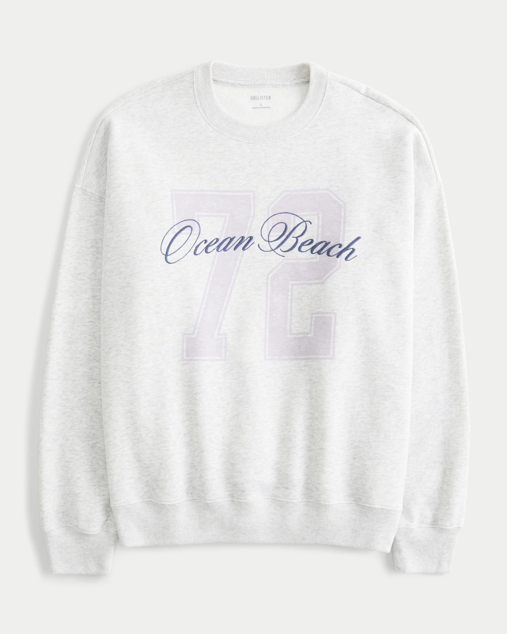 Oversized Ocean Beach Graphic Crew Sweatshirt Product Image