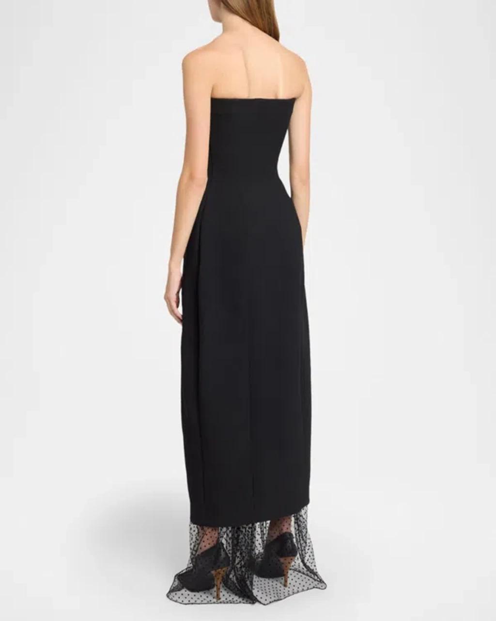 ALAÏA Strapless Dress In Textured Wool In Black Product Image
