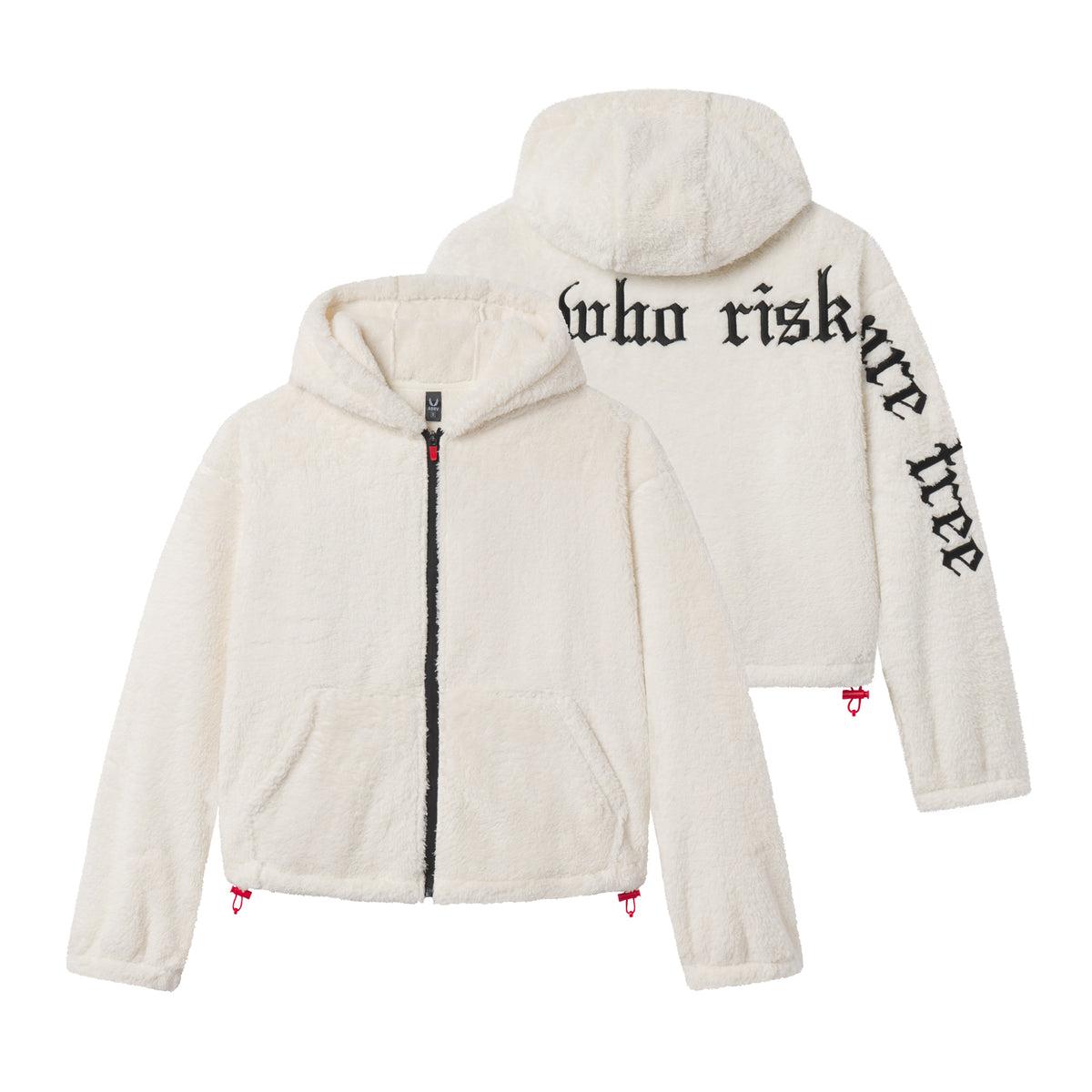 1005. Women's Sherpa Recovery Full Zip Hoodie - Ivory Cream/Black Female Product Image