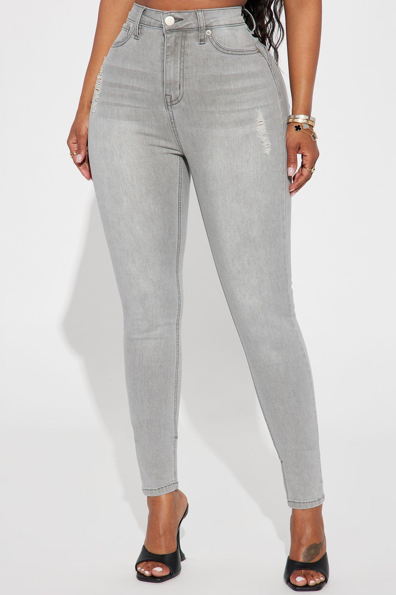 Beacon Booty Lifting Ripped High Rise Stretch Skinny Jeans - Grey Product Image