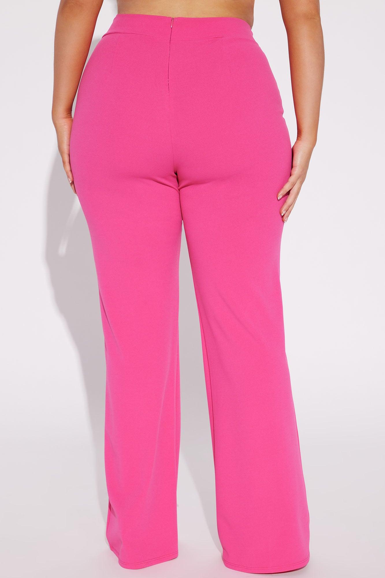 Call It Even Wide Leg Dress Pants - Fuchsia Product Image