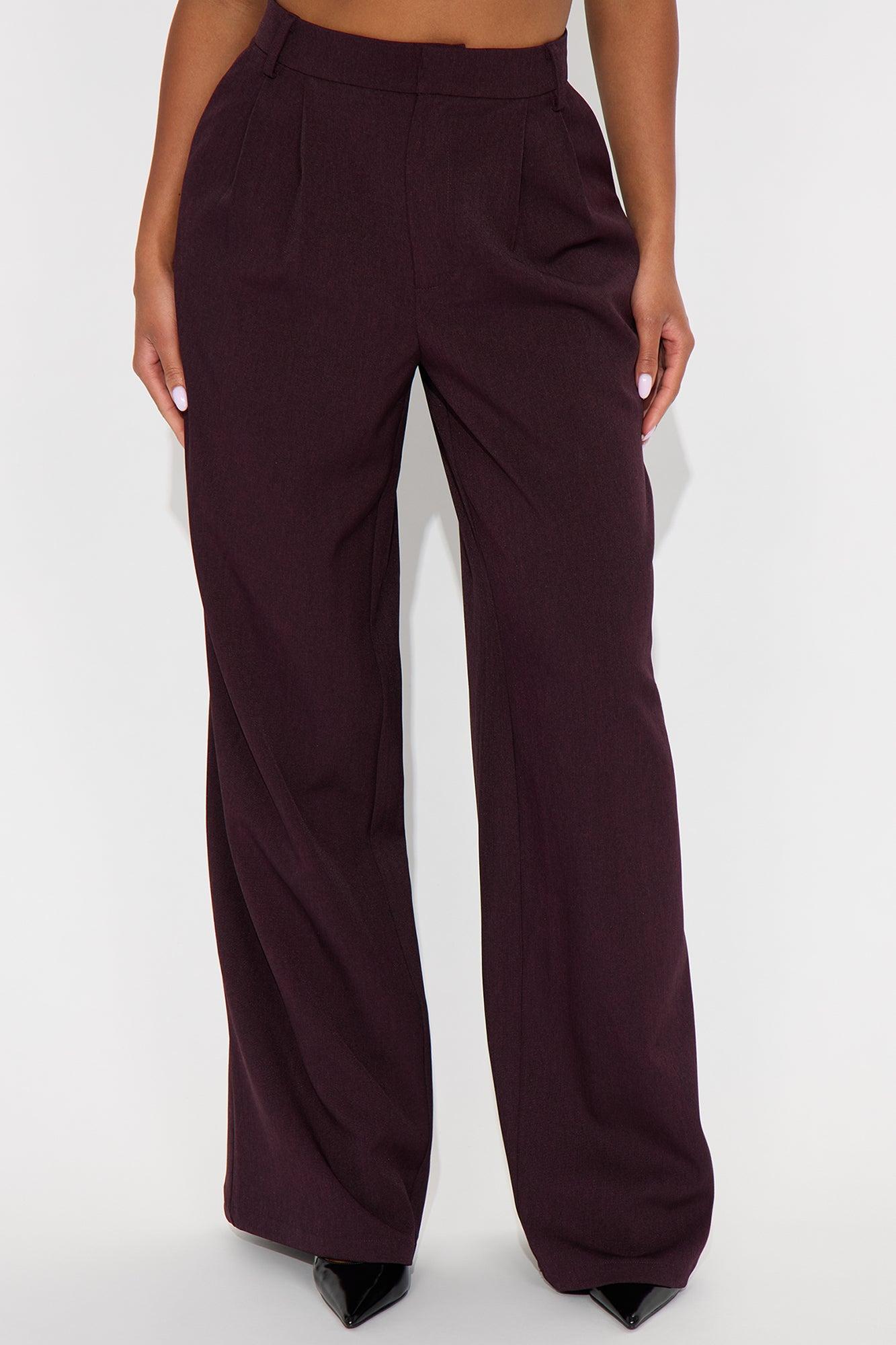 Cynthia Wide Leg Trouser Pant 33″ - Plum Female Product Image