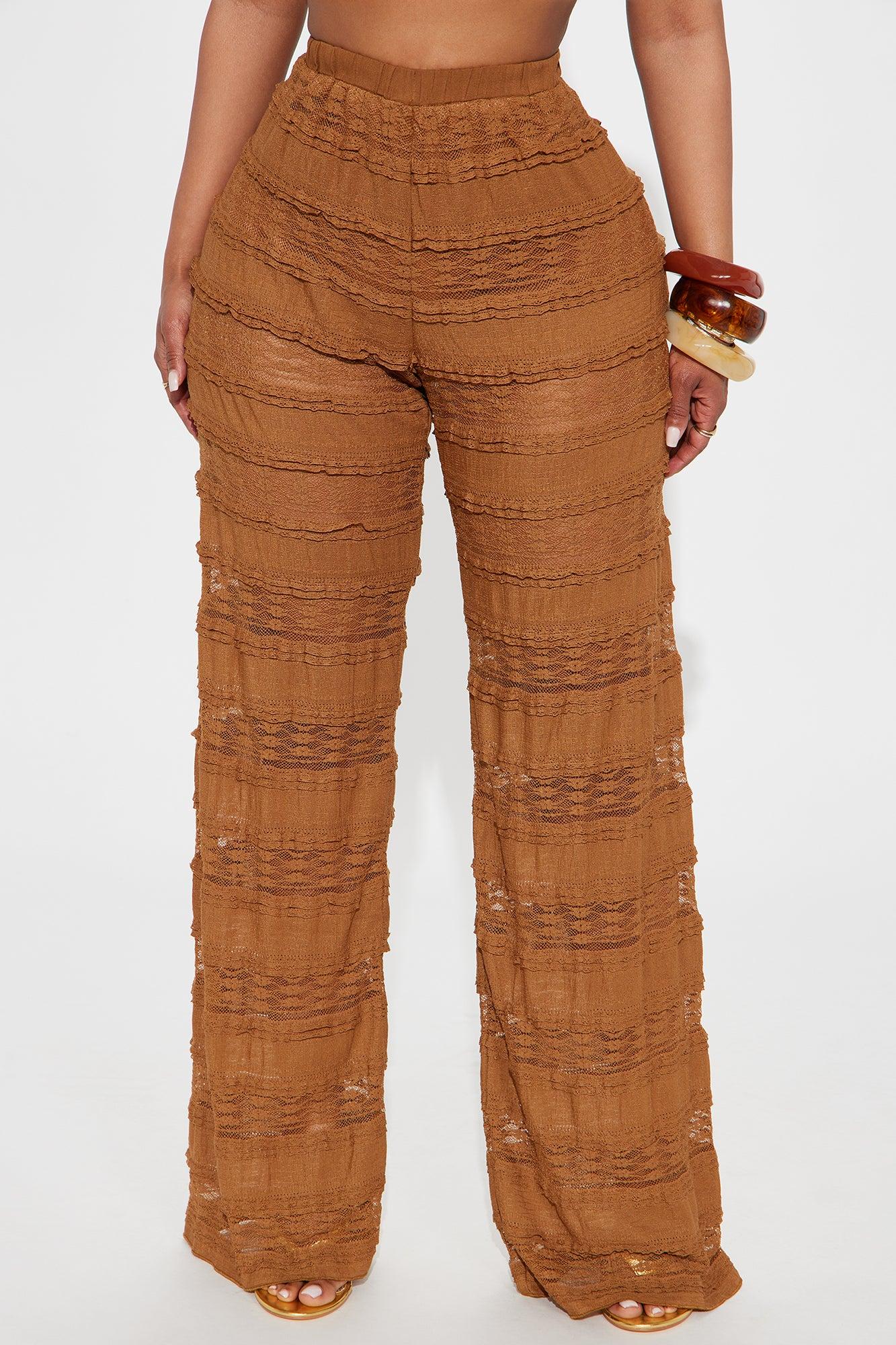 Draped In Lace Straight Leg Pant - Mocha Product Image