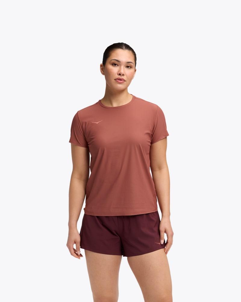 HOKA Womens Airolite Short Sleeve 2.0 Shirt in Rougearge Product Image