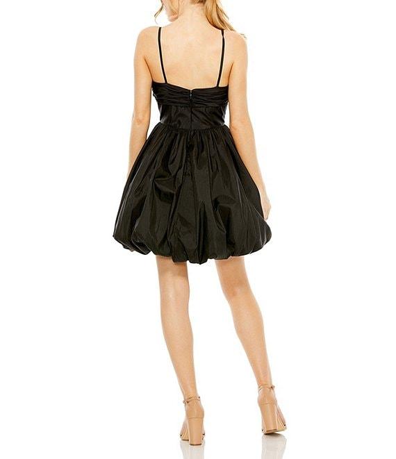 Mac Duggal Spaghetti Strap Sweetheart Neck Bow Bodice Bubble Hem A-Line Mini Dress Product Image