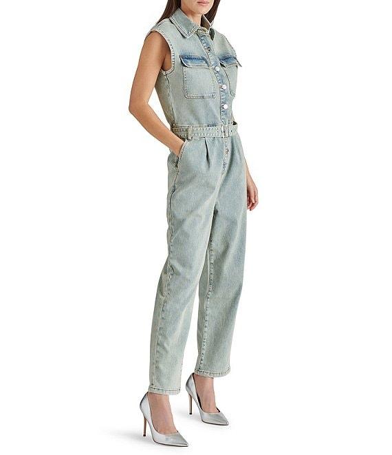 Steve Madden Olynne Point Collar Cap Sleeve Utility Jumpsuit Product Image
