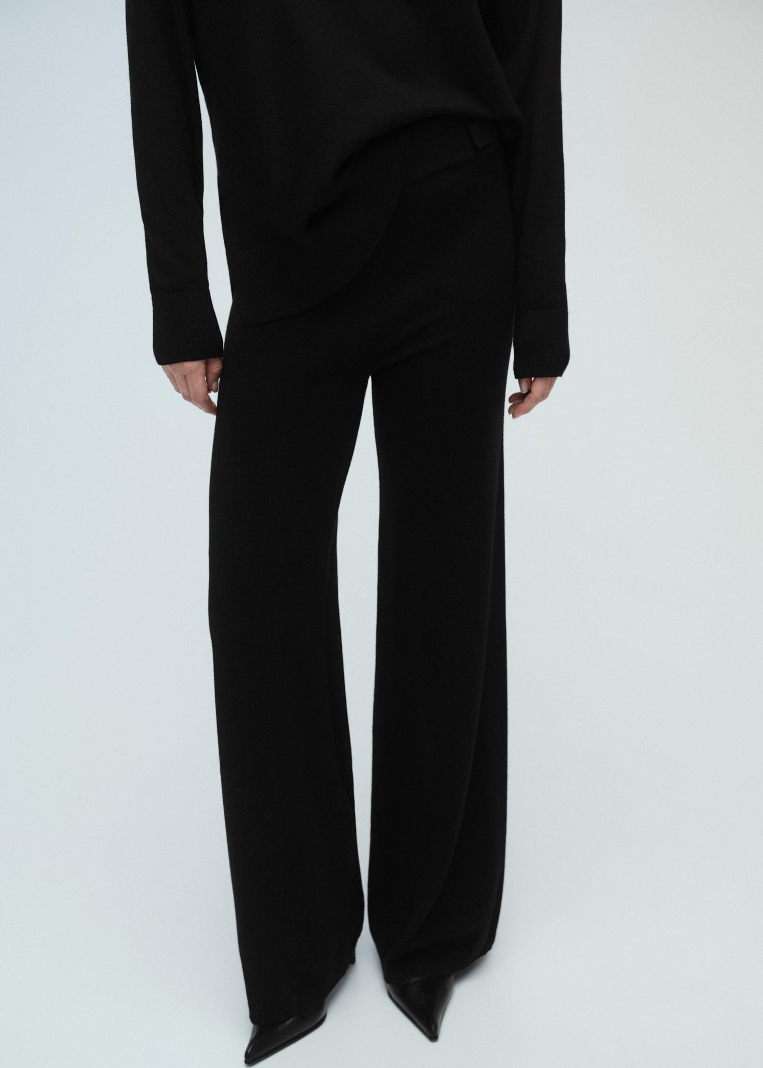 Fine-knit wideleg trousers - Women | MANGO USA Product Image
