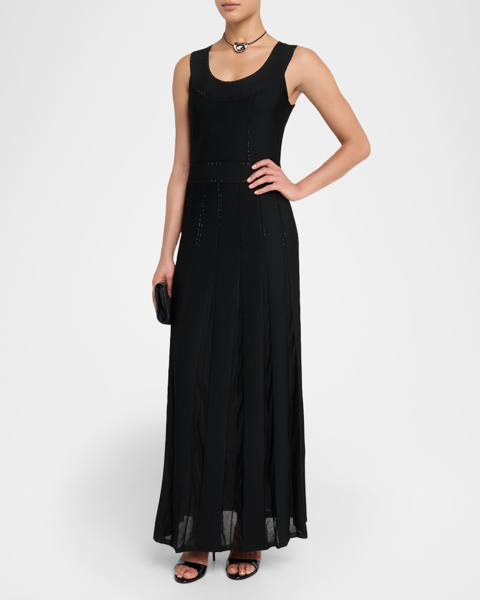 Embellished Pique Knit Flare Gown Product Image