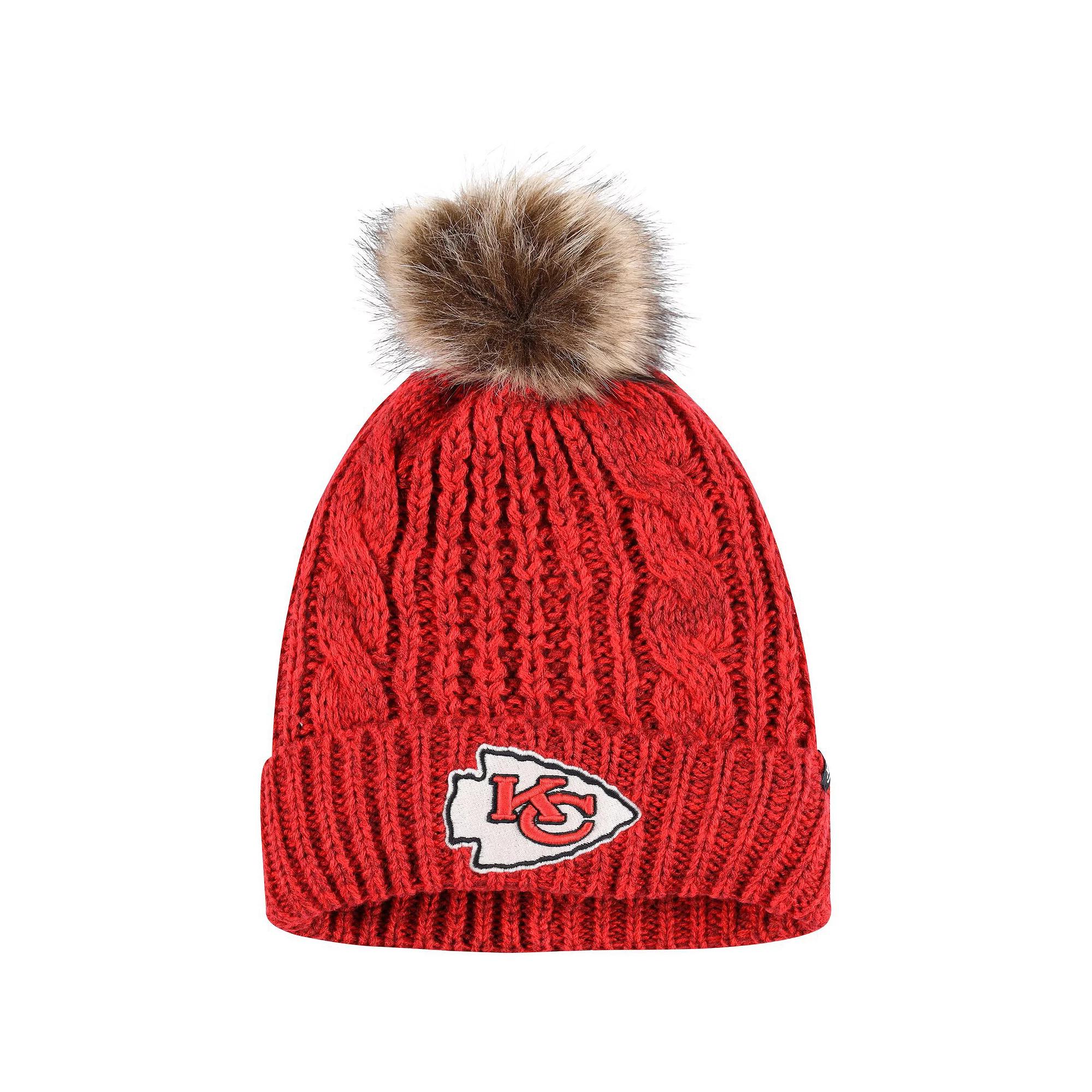 Women's '47 Red Kansas City Chiefs Logo Meeko Cuffed Knit Hat with Pom Product Image