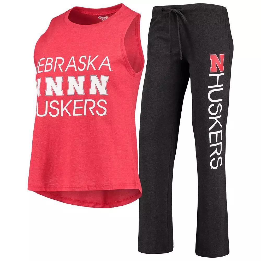 Women's Concepts Sport Scarlet/Black Nebraska Huskers Team Tank Top & Pants Sleep Set, Size: Medium, Red Product Image